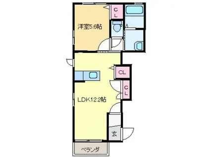 サン・アルボーロ(1LDK/1階)の間取り写真