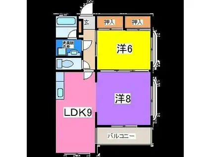 GRAZIA帯山(2LDK/3階)の間取り写真