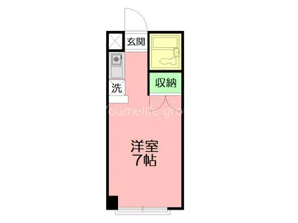 レインボーハイツ(ワンルーム/1階)の間取り写真