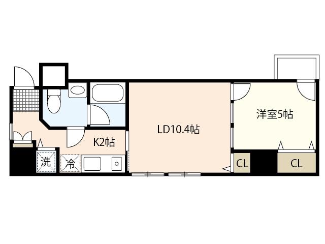 LUXES大手町(1LDK/3階)の間取り写真