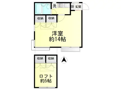 メゾンドロワール(1K/2階)の間取り写真