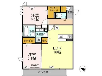 ラフィネアロッツィオ(2LDK/3階)の間取り写真