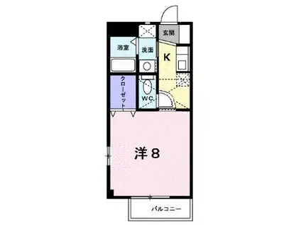 ソレイユ開成A(1K/1階)の間取り写真