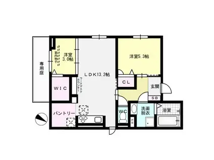 トリシアTAKEIII(2LDK/1階)の間取り写真