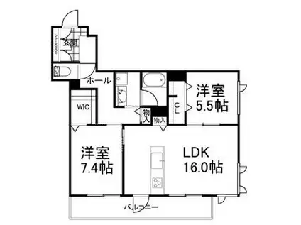 SHAMAISON SOLEIL(2LDK/2階)の間取り写真