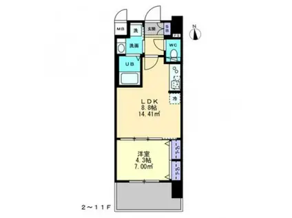 S-RESIDENCE中央町ALECTRA(1LDK/8階)の間取り写真