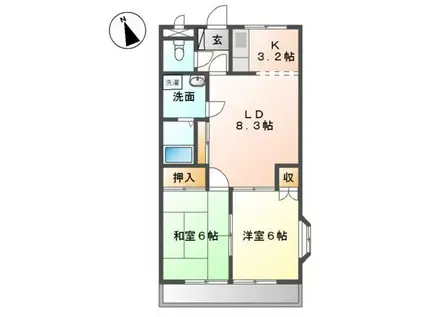 ファミーユ21(2LDK/3階)の間取り写真