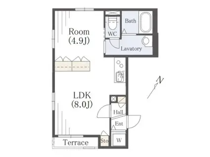 STUDIO南品川(1LDK/2階)の間取り写真