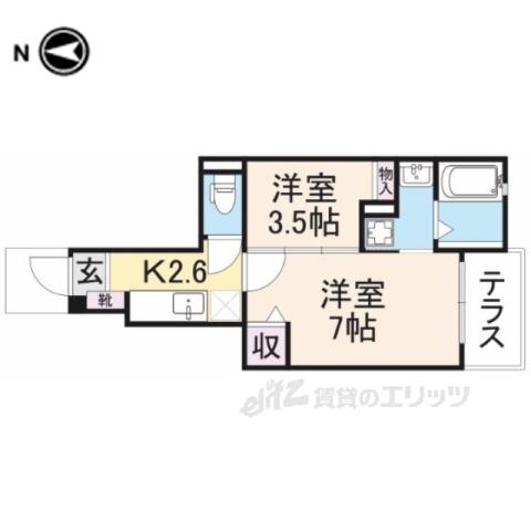 ガーデン・ヴィラA(2K/1階)の間取り写真