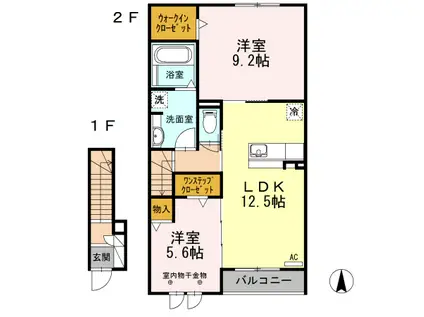 セジュールEX(2LDK/2階)の間取り写真
