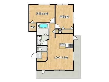 BREEZE COURT ウエストブリーズコートウエスト(2LDK/2階)の間取り写真