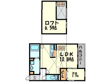 VIVACE南茨木(1DK/1階)の間取り写真