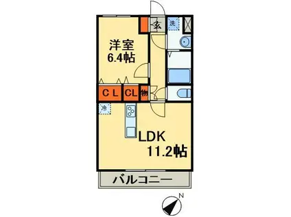 グリシーナおおたかIII(1LDK/1階)の間取り写真