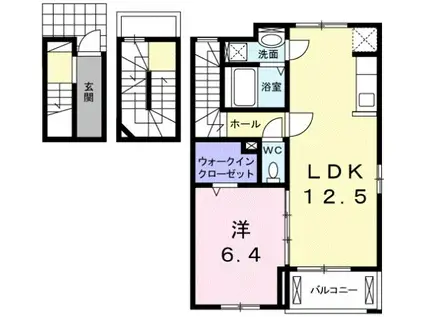 ラルーチェⅠ(1LDK/3階)の間取り写真