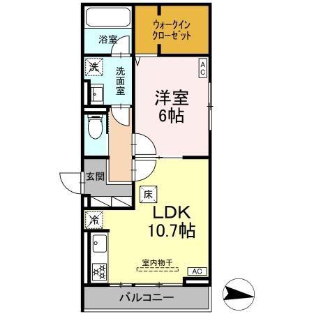 ラピルデ開成(1LDK/1階)の間取り写真