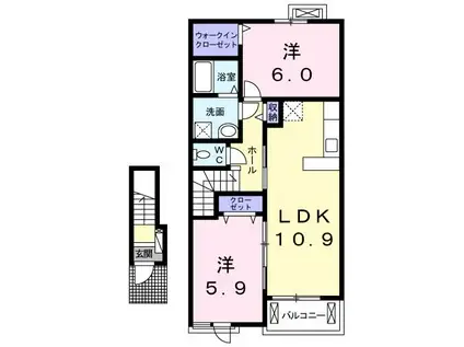 ベルオーブ VIII(2LDK/2階)の間取り写真