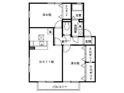 メイプルタウン川越的場D棟(2LDK/1階)の間取り写真