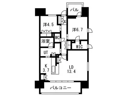 ブランズ北堀江(2LDK/13階)の間取り写真