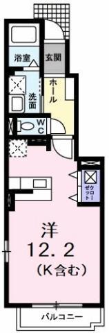 アンジェリカ E(ワンルーム/1階)の間取り写真