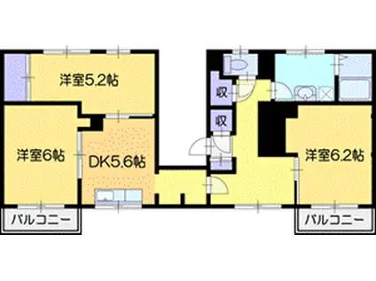 ビレッジハウス野幌10号棟(3DK/1階)の間取り写真