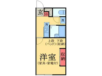 LPアンソレイエ(1K/1階)の間取り写真