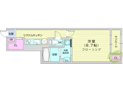 カレント・K Ⅴ(1K/1階)の間取り写真