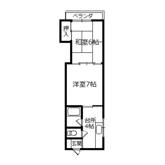 第三山本荘(2K/2階)の間取り写真