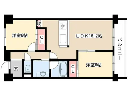 ラフェリオ亀の井(2LDK/3階)の間取り写真