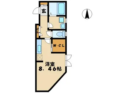 オーキッド(ワンルーム/1階)の間取り写真