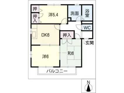 ピューラII(3DK/2階)の間取り写真