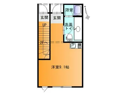 ユニテラス東原(ワンルーム/1階)の間取り写真