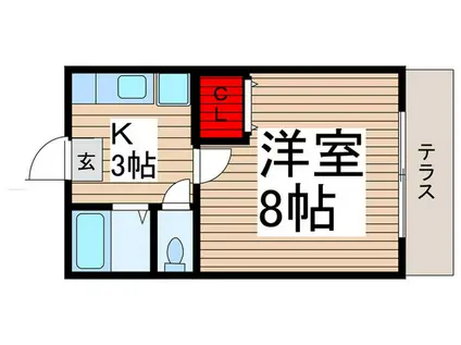 フレンドシップ武蔵藤沢(1K/1階)の間取り写真