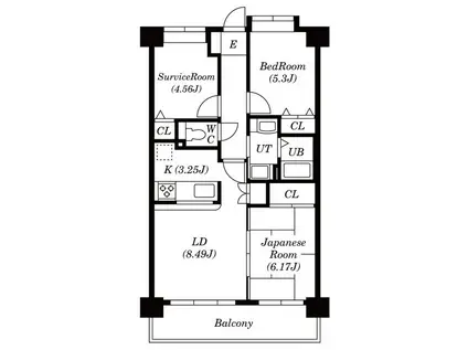 ラフィネ立川(3LDK/12階)の間取り写真