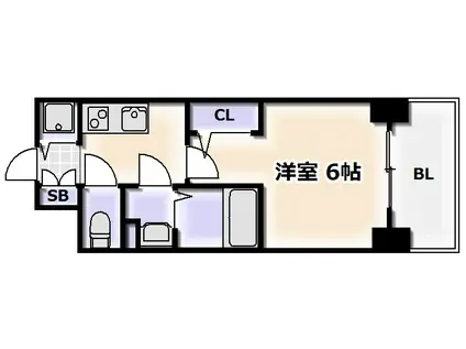 エスリード難波ザ・アーク(1K/2階)の間取り写真