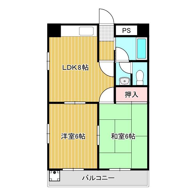 メイプル森友(2LDK/3階)の間取り写真