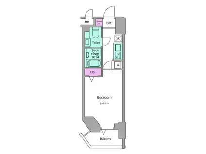 レジディア高輪桂坂(1K/12階)の間取り写真
