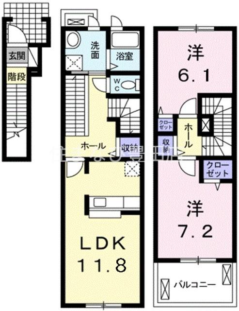 シエル エトワールB(2LDK/2階)の間取り写真