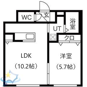 RITZ GRANDE手稲駅前(1LDK/1階)の間取り写真