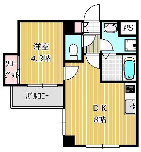 RIKAON船橋湊町(1DK/7階)の間取り写真