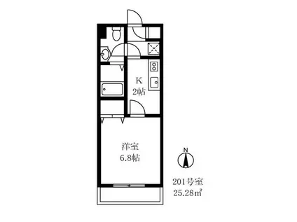 ベルケン北馬込(1K/2階)の間取り写真