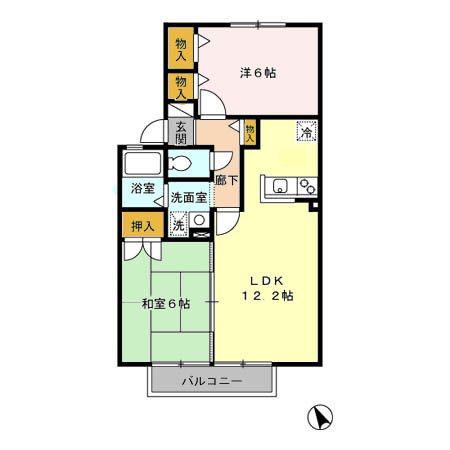 エスポワールタカオ(2LDK/2階)の間取り写真