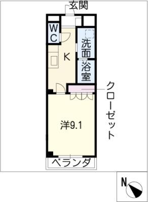 グリーングラス弐番館(1K/1階)の間取り写真