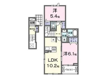CRECIR(2LDK/2階)の間取り写真