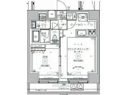 RELUXIA伊勢佐木長者町(1LDK/6階)の間取り写真