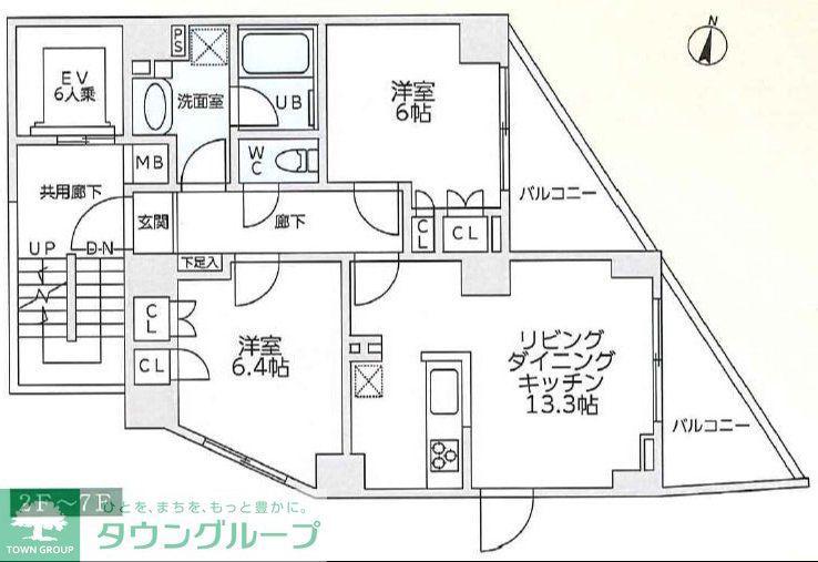 プロスパーレジデンス(2LDK/2階)の間取り写真