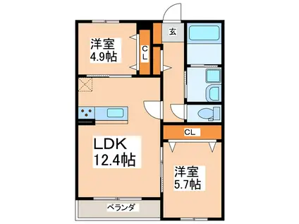 ハイムセラウエスト(2LDK/3階)の間取り写真