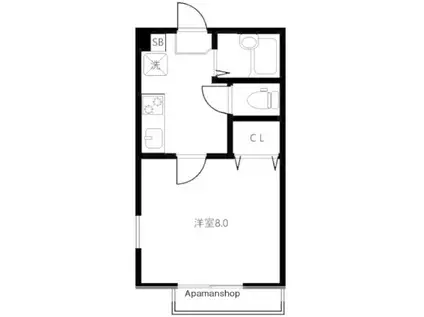 ルセアンチェリーヒル(1K/1階)の間取り写真