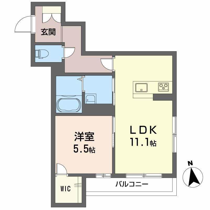 グランドマテリアル(1LDK/1階)の間取り写真