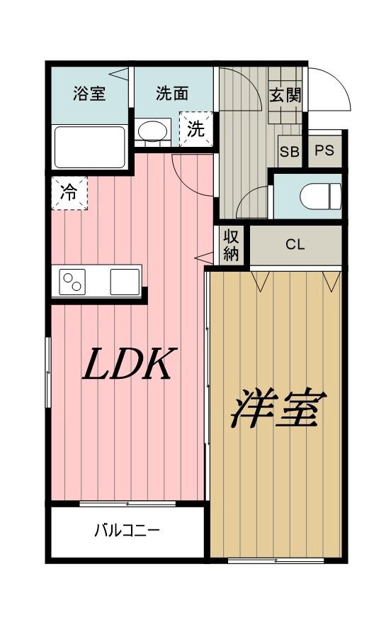 カーサメイプル千葉中央(1LDK/2階)の間取り写真