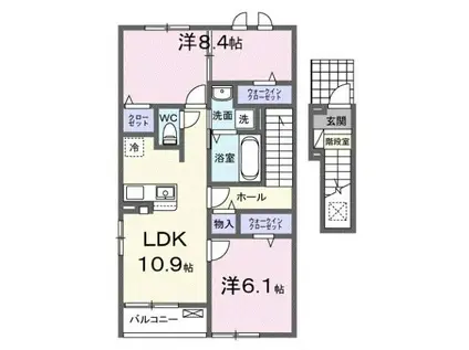 メゾン・レーヴ(2LDK/2階)の間取り写真